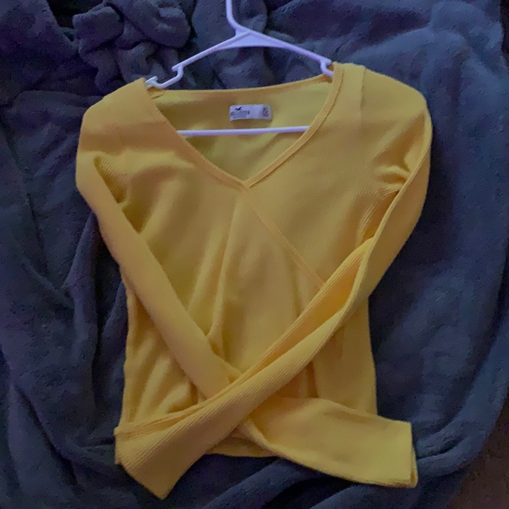 xs yellow crossover top/shirt